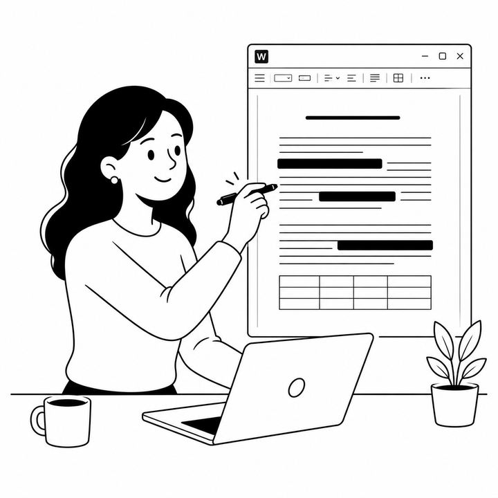 Una persona tapa con barras negras los datos personales de un documento de Word manteniendo intacta su maquetación