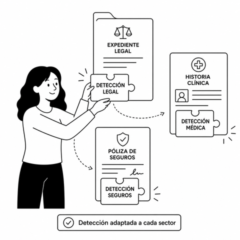 Etiquetas a medida encajando en documentos de distintos sectores